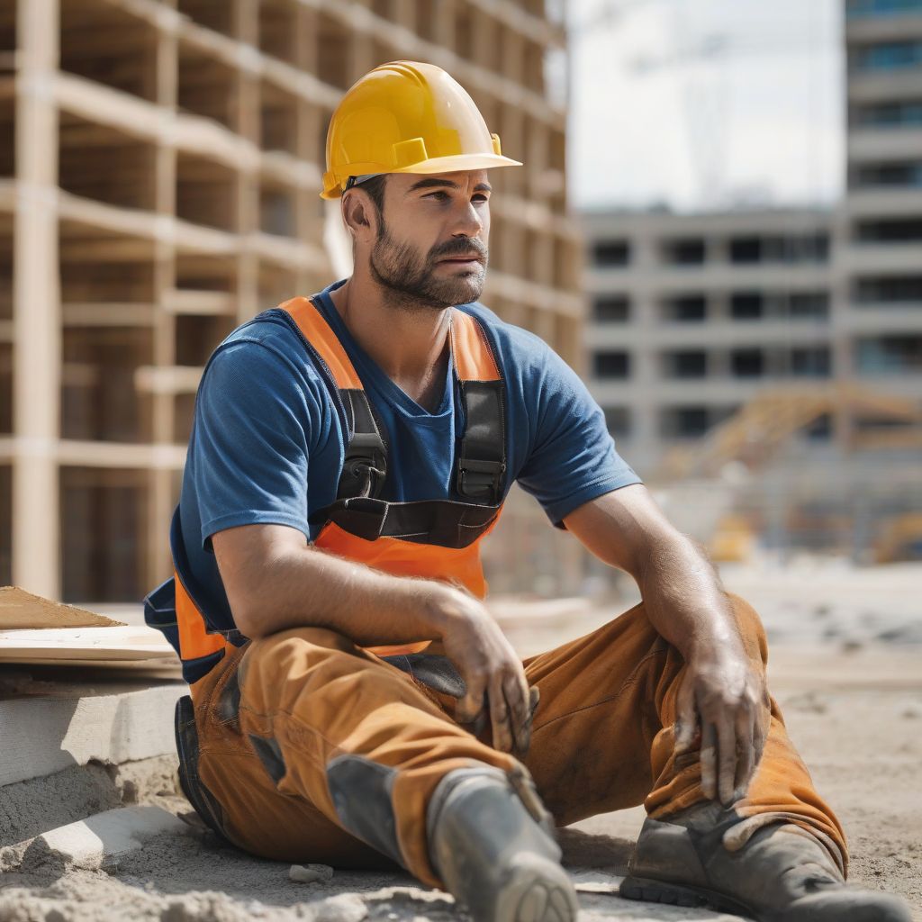 Construction worker with injured leg